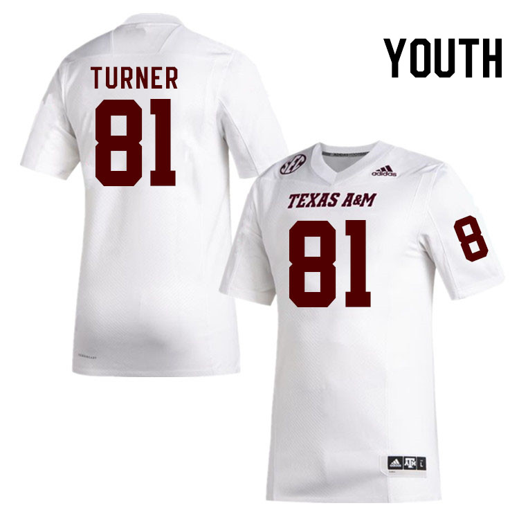 Youth #81 Pierce Turner Texas A&M Aggies College Football Jerseys Stitched Sale-White